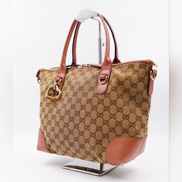 AW05❤️ GUCCI Monogram Heart Bit Charm Top Handle Tote - Picture 3 of 16
